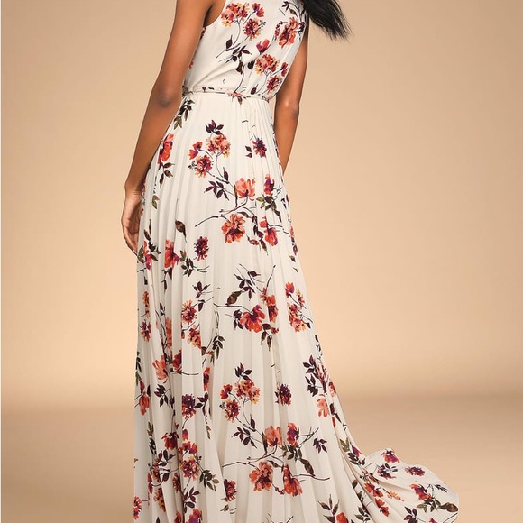 Lulus Lindsie ivory floral wrap dress - Picture 2 of 3